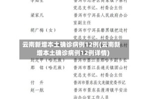 云南新增本土确诊病例12例(云南新增本土确诊病例12例详情)