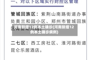 河南新增12例本土确诊(河南新增12例本土确诊病例)