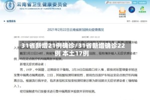 31省新增21例确诊/31省新增确诊22例 本土17例