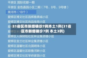 31省区市新增确诊7例本土1例(31省区市新增确诊7例 本土3例)