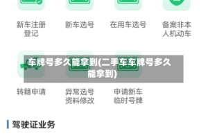 车牌号多久能拿到(二手车车牌号多久能拿到)