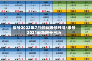 限号2022年7月最新限号时间/限号2021最新限号日历