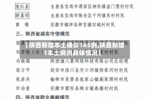 【陕西新增本土确诊165例,陕西新增1本土病例具体情况】