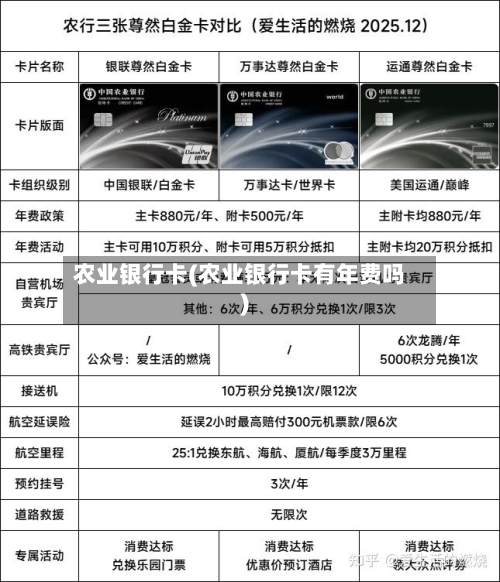 农业银行卡(农业银行卡有年费吗)-第1张图片