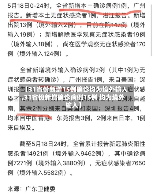 【31省份新增15例确诊均为境外输入,31省份新增确诊病例15例 均为境外输入】-第1张图片