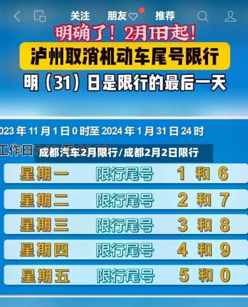 成都汽车2月限行/成都2月2日限行-第1张图片